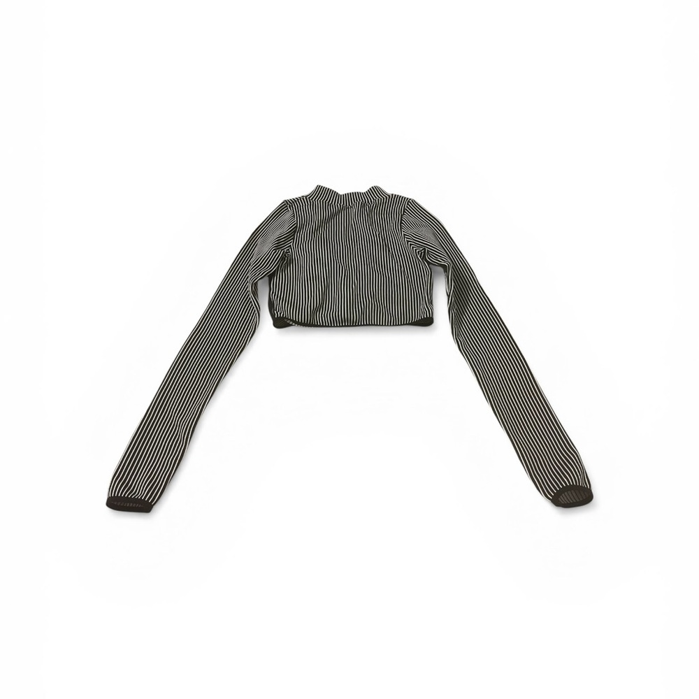 Corset Top Y2K Grunge Festival Mesh Zip Long Sleeve Black White Indie S/M - Picture 3 of 9